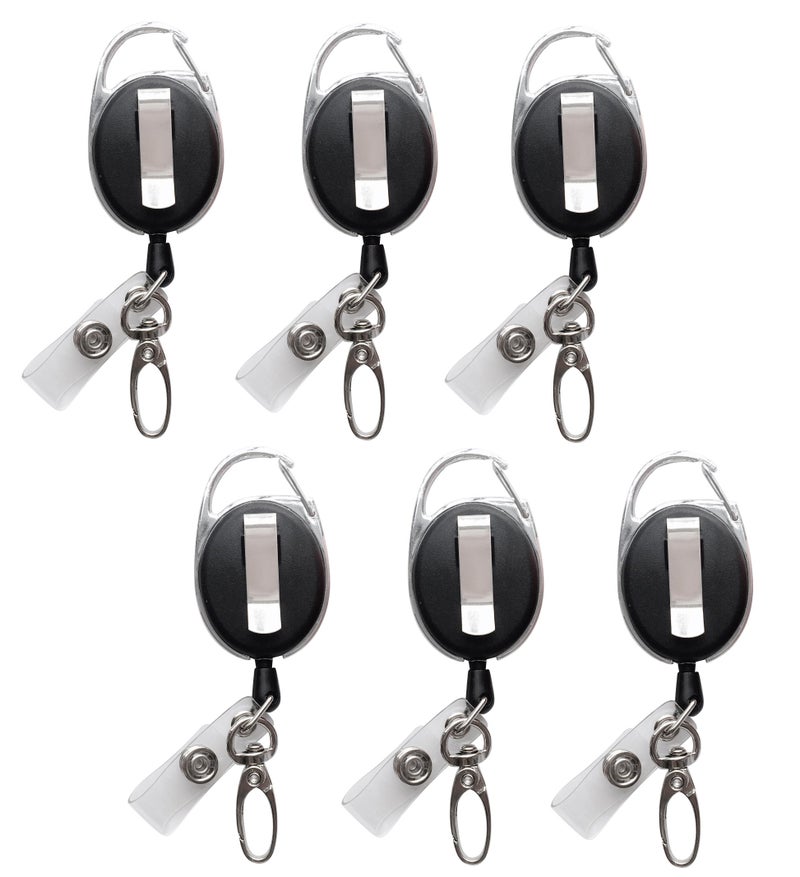 HoAoOo Retractable Badge Reel with Claw Clasp and Clip for Id Card Holders (6Pack) - Image 1